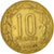 Moneda, Estados del África central, 10 Francs, 1977, Paris, BC+, Aluminio -