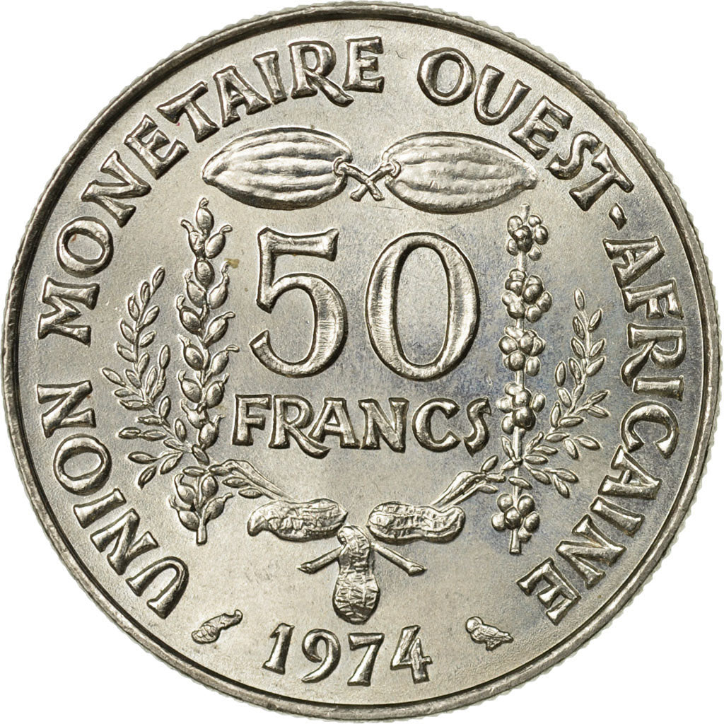 Munten, West Afrikaanse Staten, 50 Francs, 1974, Paris, ZF, Copper-nickel, KM:6