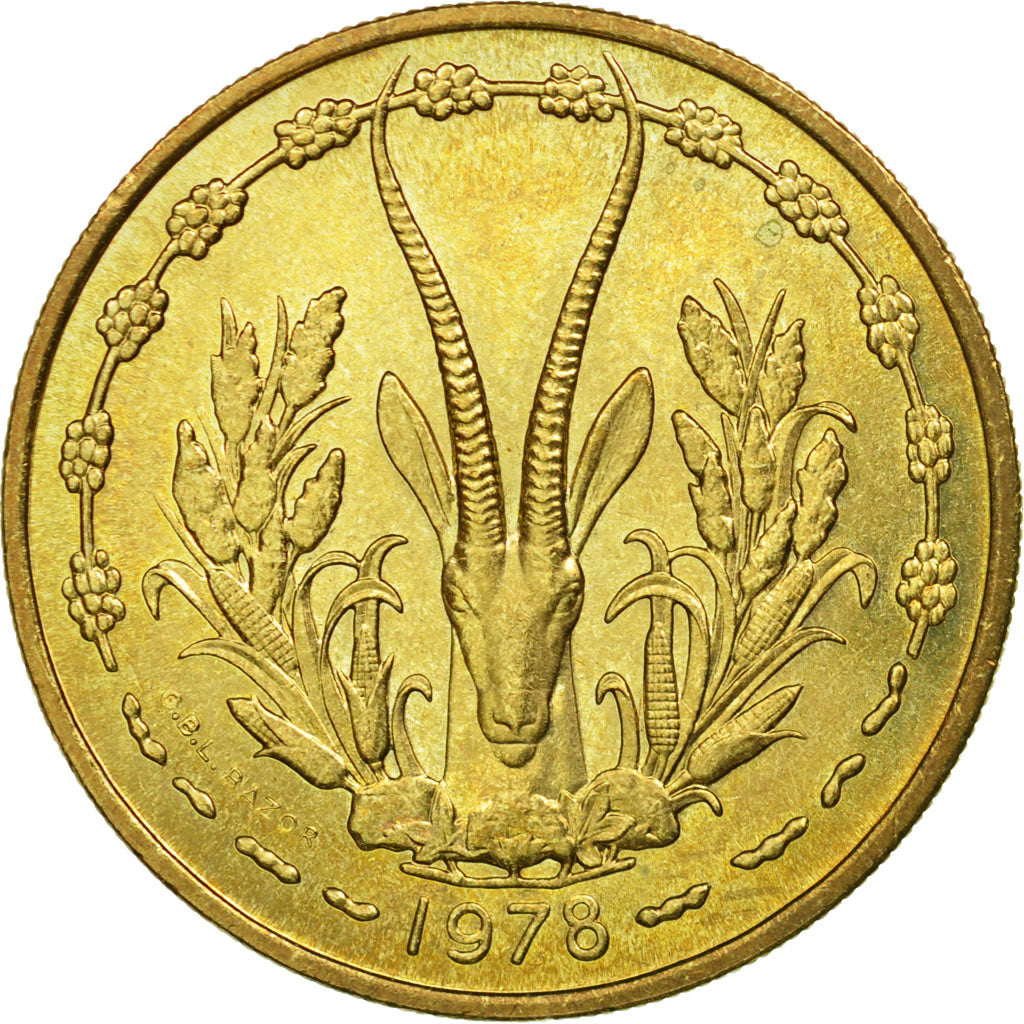 Coin, West African States, 25 Francs, 1978, Paris, EF(40-45), Aluminum-Bronze