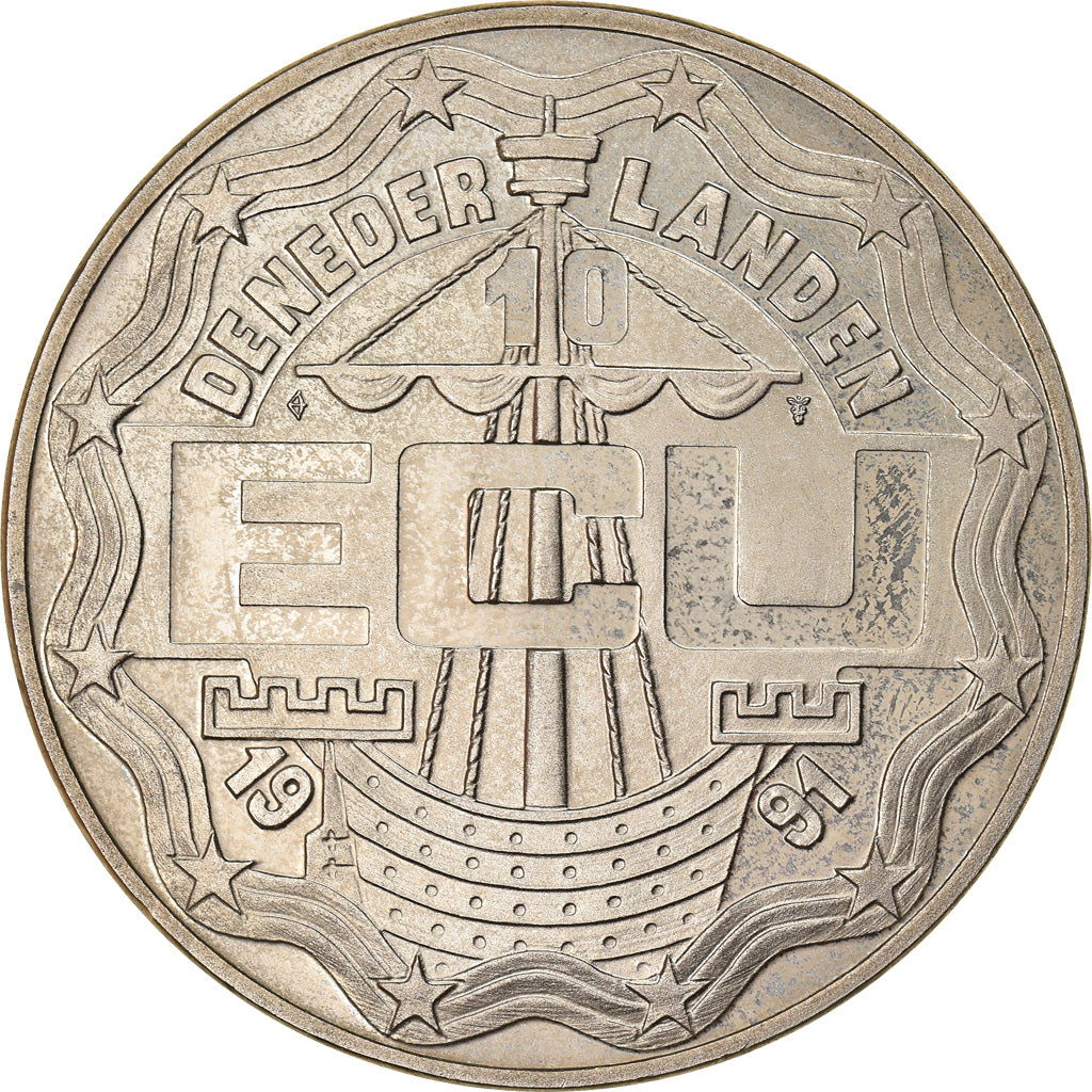Nederland, Token, 10 Ecu Erasmus, 1991, FDC, Copper-nickel