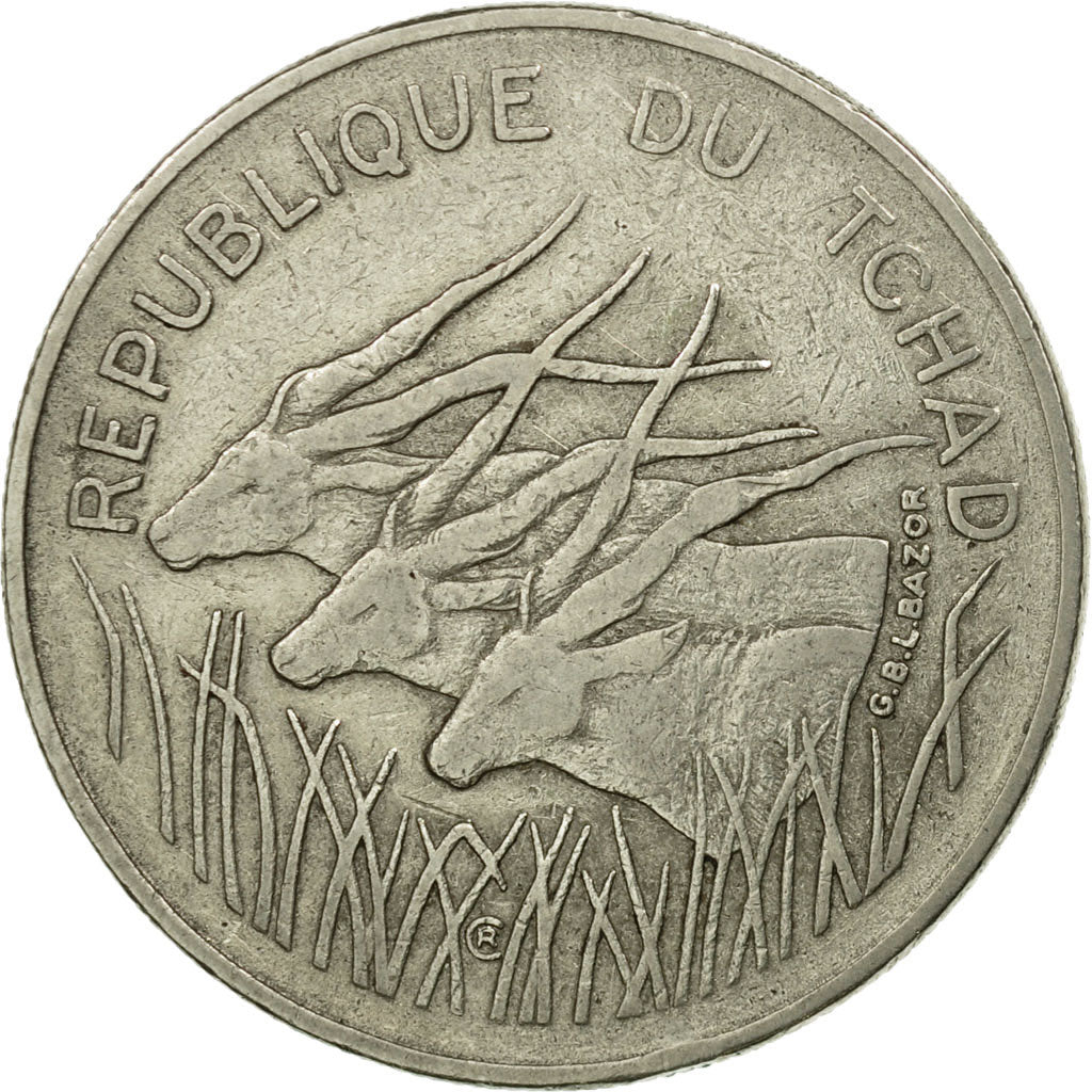 Moneta, Ciad, 100 Francs, 1972, Paris, MB+, Nichel, KM:2