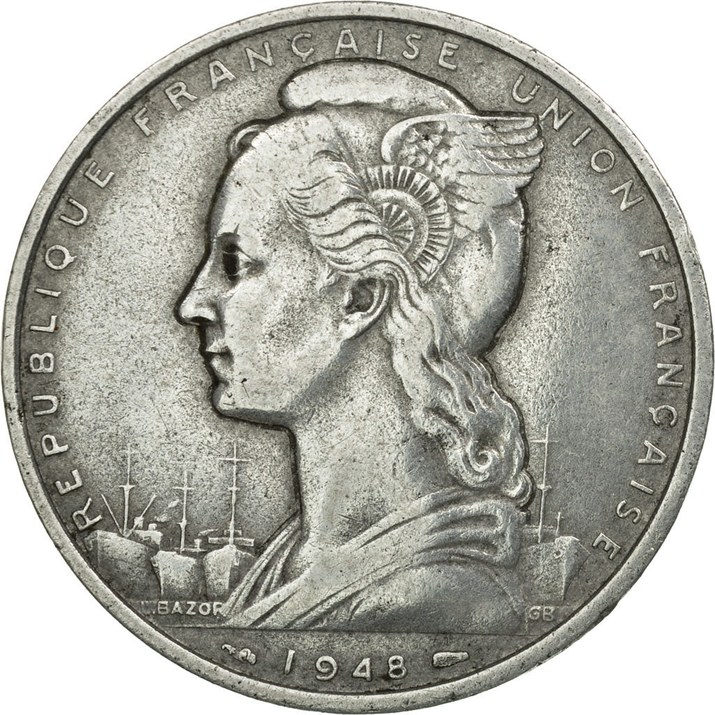 Moneta, Costa francese dei somali, 5 Francs, 1948, Paris, BB, Alluminio, KM:6