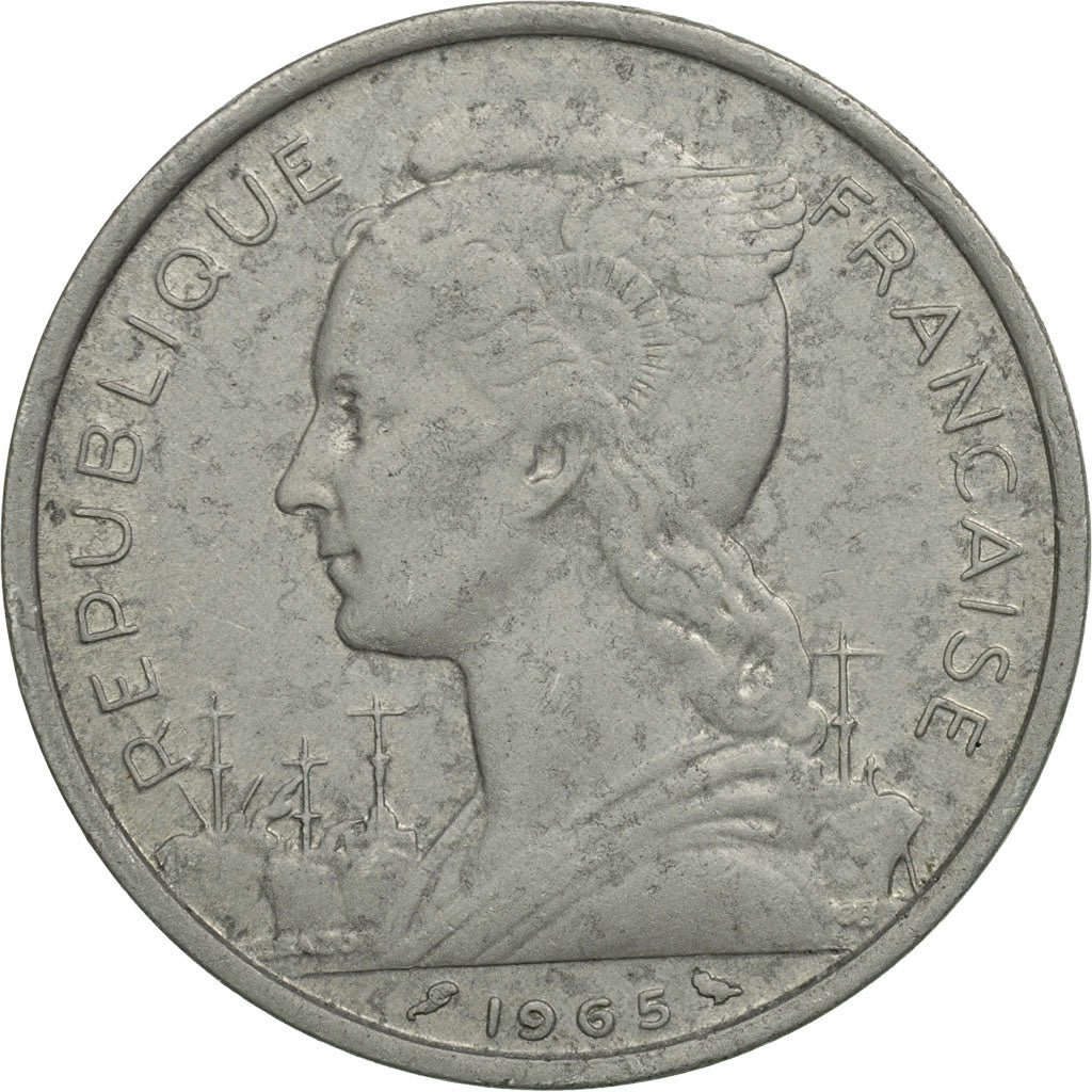 Coin, French Somaliland, 5 Francs, 1965, Paris, EF(40-45), Aluminum, KM:10