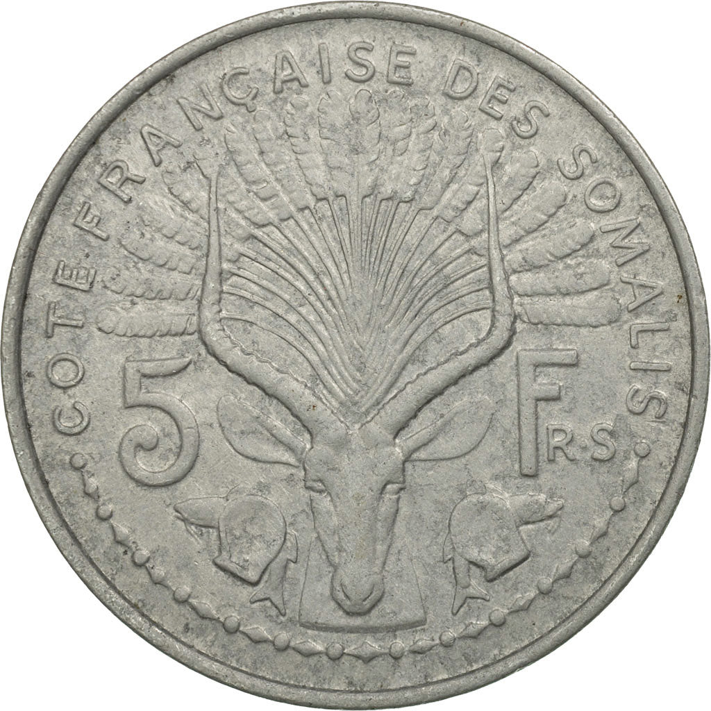 Coin, French Somaliland, 5 Francs, 1965, Paris, EF(40-45), Aluminum, KM:10