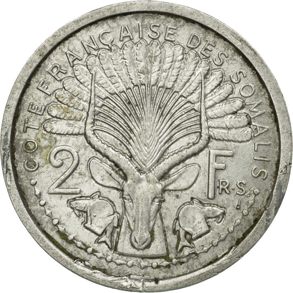 Münze, Französisch-Somaliland, 2 Francs, 1959, Paris, S+, Aluminium, KM:9