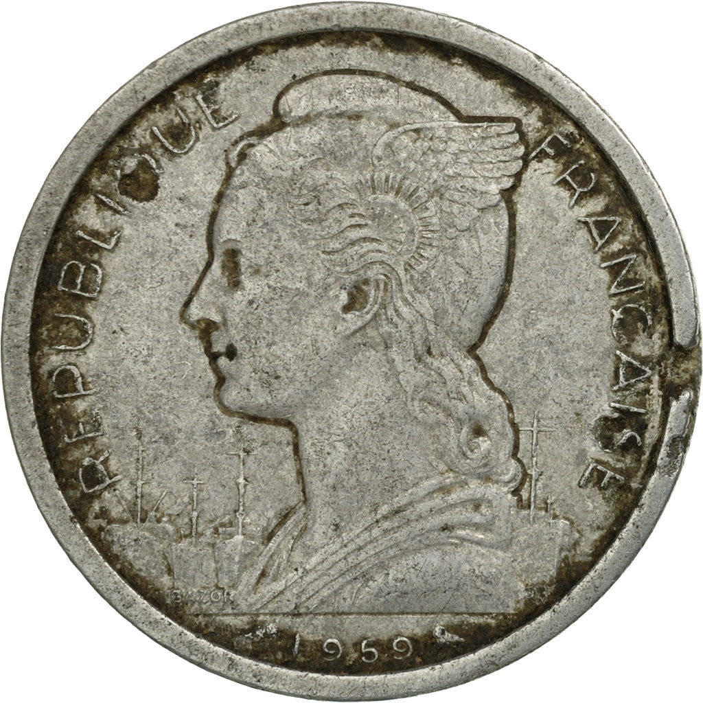 Münze, Französisch-Somaliland, 2 Francs, 1959, Paris, SGE+, Aluminium, KM:9