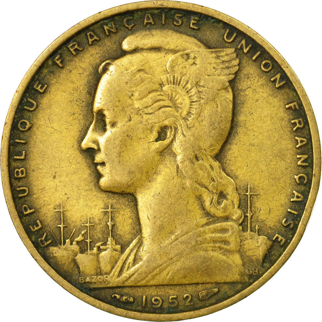 Coin, French Somaliland, 20 Francs, 1959, Paris, VF(20-25), Aluminum-Bronze