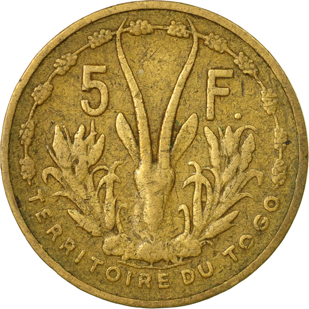 Moneda, Togo, 5 Francs, 1956, Paris, MBC, Aluminio - bronce, KM:6