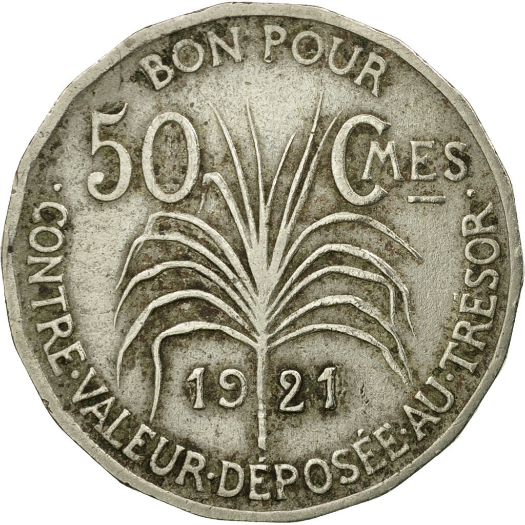 Coin, Guadeloupe, 50 Centimes, 1921, Paris, EF(40-45), Copper-nickel, KM:45
