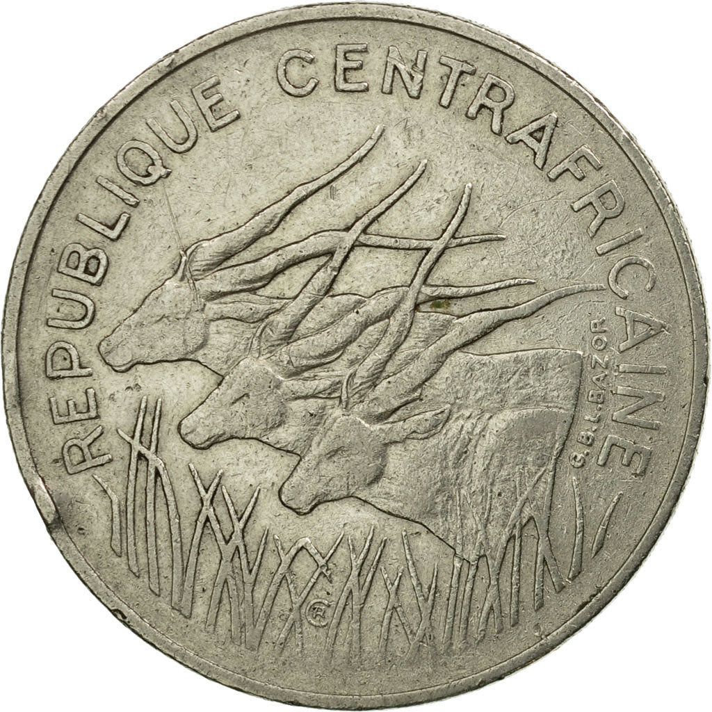 Coin, Central African Republic, 100 Francs, 1975, Paris, VF(30-35), Nickel, KM:7