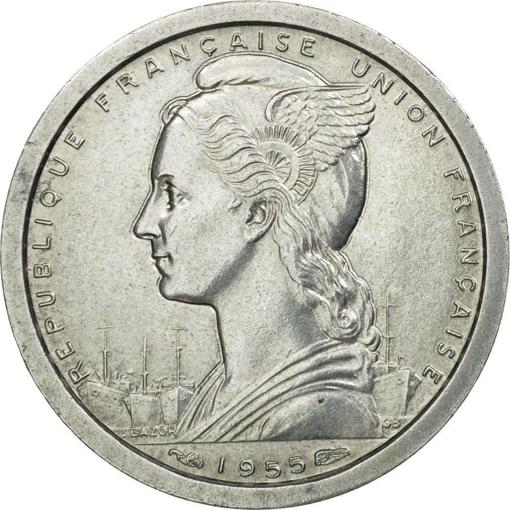 Coin, French West Africa, Franc, 1955, Paris, EF(40-45), Aluminum, KM:3