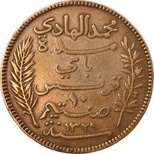 Moneta, Tunisia, Muhammad al-Hadi Bey, 10 Centimes, 1903, Paris, MB+, Bronzo