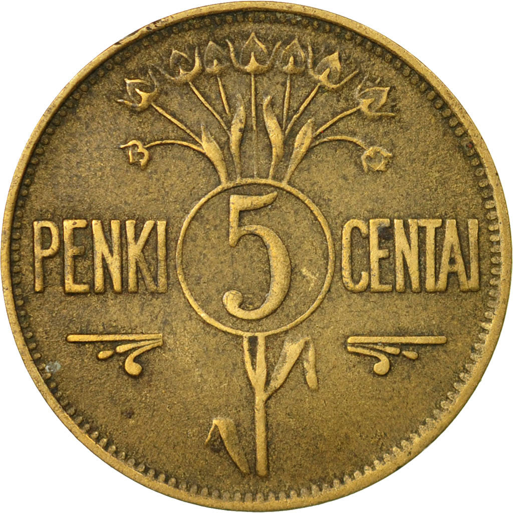 Moneta, Lituania, 5 Centai, 1925, King's Norton, MB+, Alluminio-bronzo, KM:72
