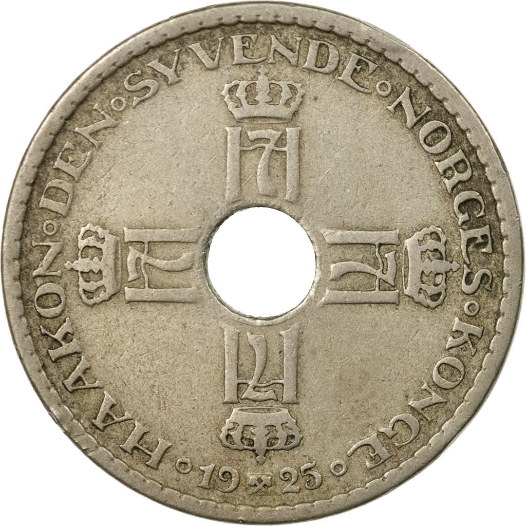 Coin, Norway, Haakon VII, Krone, 1925, VF(20-25), Copper-nickel, KM:385