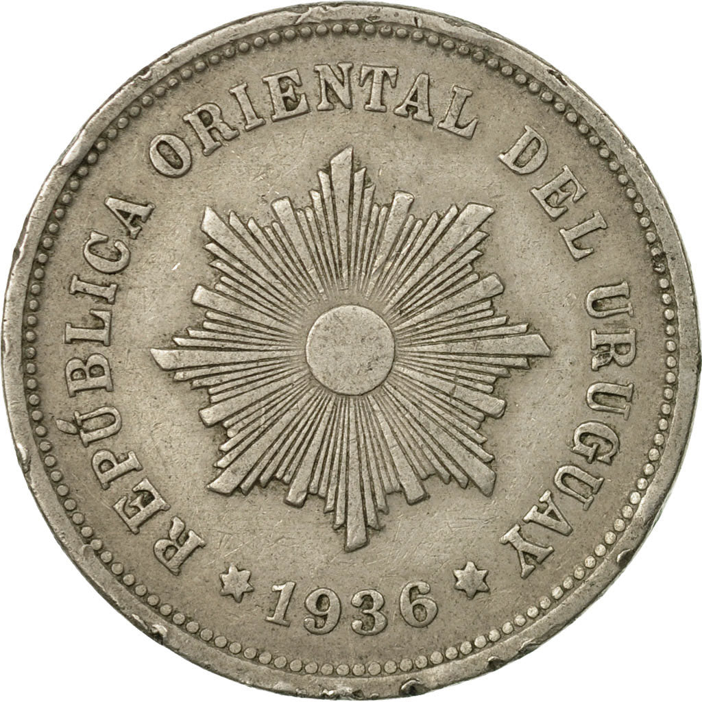 Moneta, Uruguay, 5 Centesimos, 1936, Uruguay Mint, Paris, Berlin, Vienna, MB+