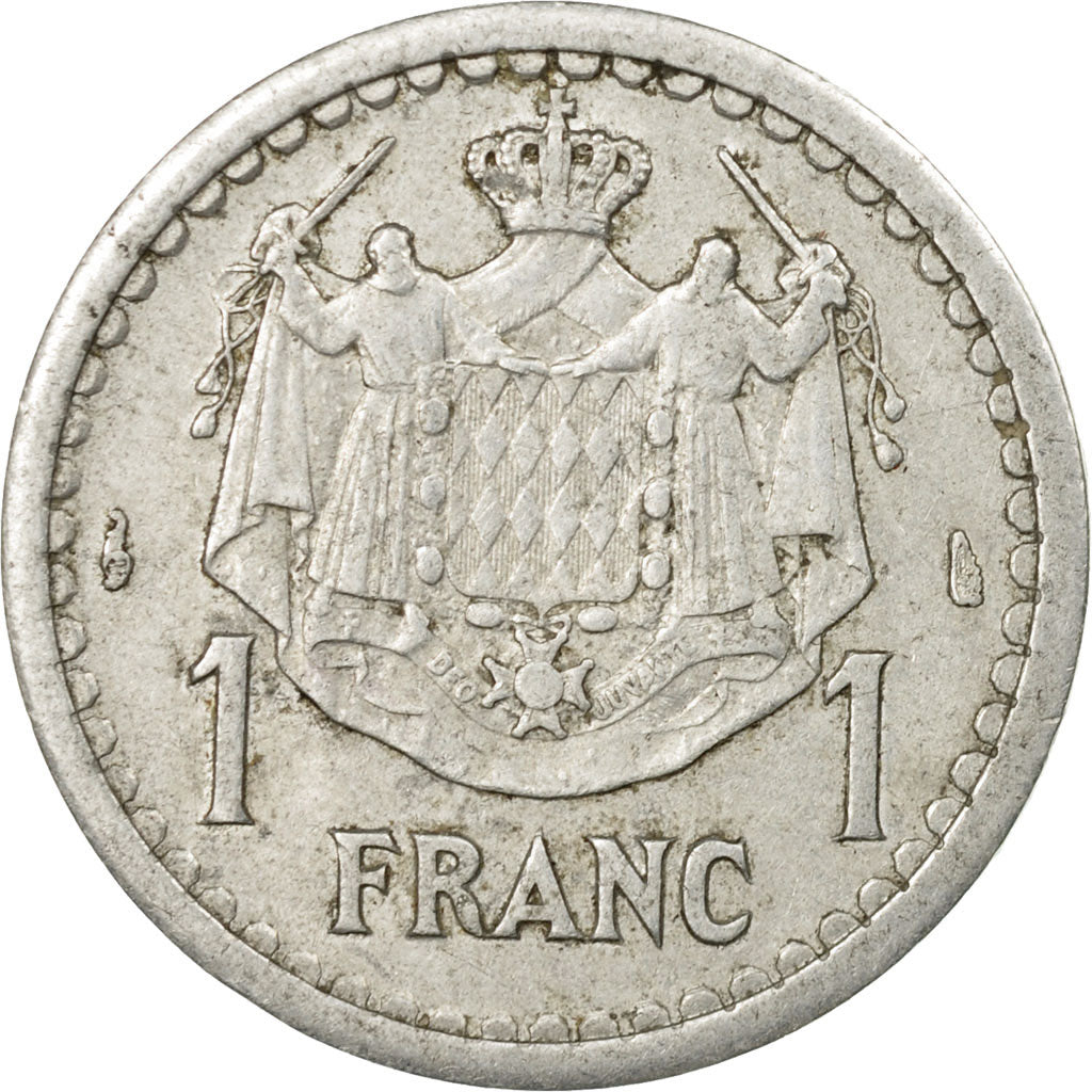 Moneta, Monaco, Louis II, Franc, Undated (1943), VF(30-35), Aluminium, KM:120