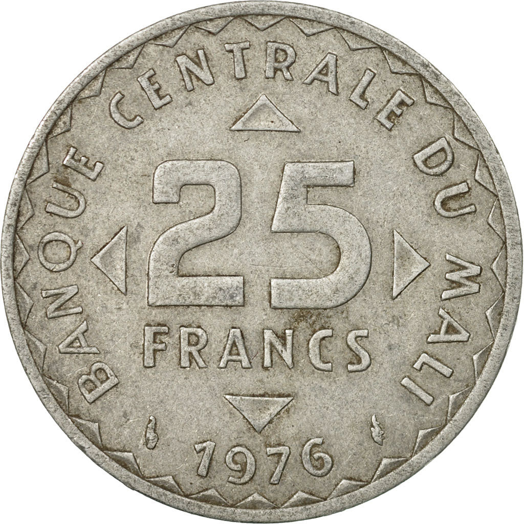 Coin, Mali, 25 Francs, 1976, Paris, VF(30-35), Aluminum, KM:12