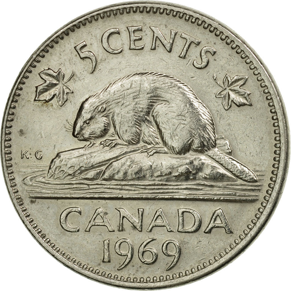Coin, Canada, Elizabeth II, 5 Cents, 1969, Royal Canadian Mint, Ottawa