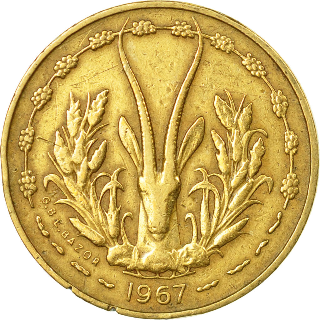 Coin, West African States, 5 Francs, 1967, Paris, VF(30-35)