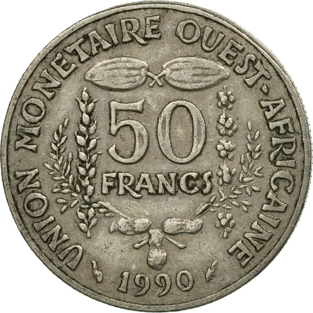 Munten, West Afrikaanse Staten, 50 Francs, 1990, Paris, FR+, Copper-nickel, KM:6