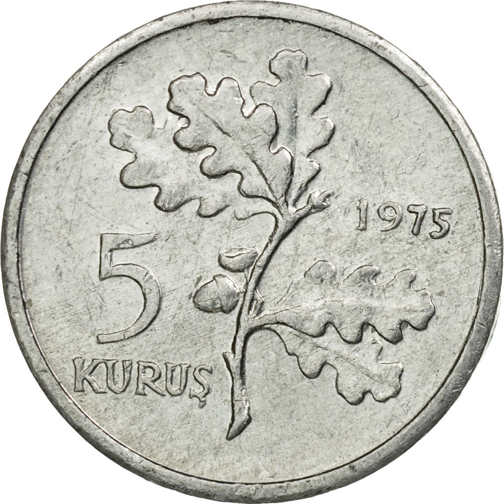 Coin, Turkey, 5 Kurus, 1975, EF(40-45), Aluminum, KM:906