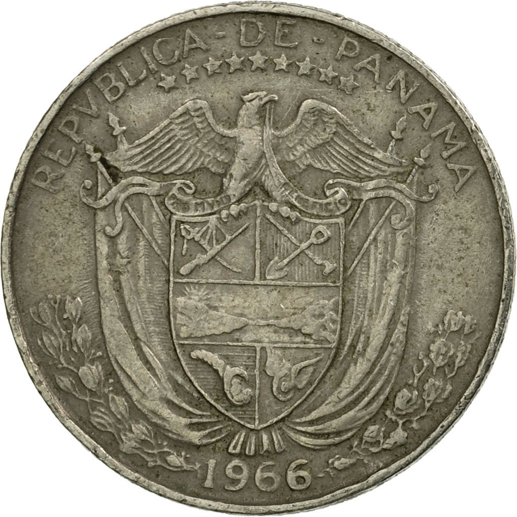 Coin, Panama, 1/10 Balboa, 1966, VF(30-35), Copper-Nickel Clad Copper, KM:10