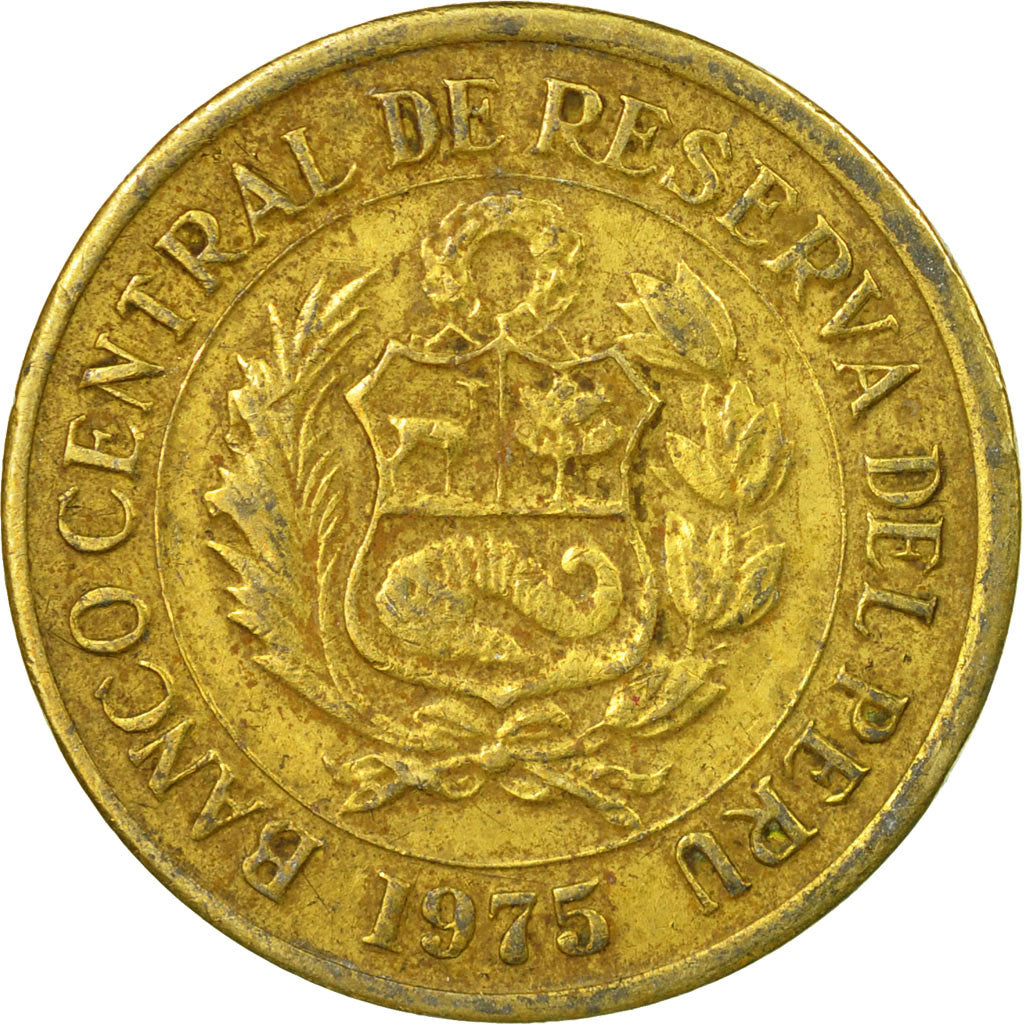 Moneda, Perú, Sol, 1975, Lima, BC+, Latón, KM:266.1