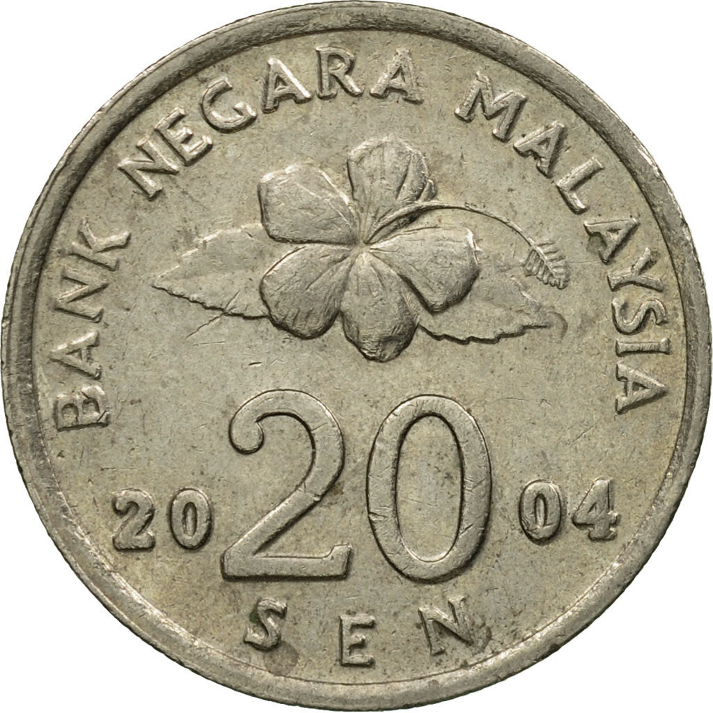 Munten, Maleisië, 20 Sen, 2004, FR+, Copper-nickel, KM:52