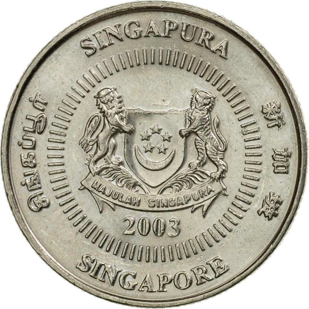 Coin, Singapore, 10 Cents, 2003, Singapore Mint, EF(40-45), Copper-nickel