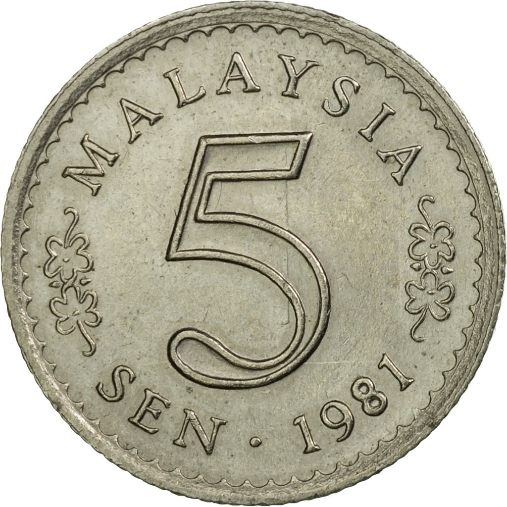 Coin, Malaysia, 5 Sen, 1981, Franklin Mint, EF(40-45), Copper-nickel, KM:2