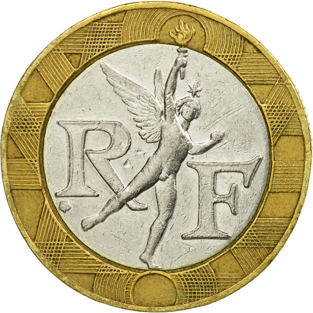 Moneta, Francia, Génie, 10 Francs, 1989, Paris, MB+, Bi-metallico, KM:964.1