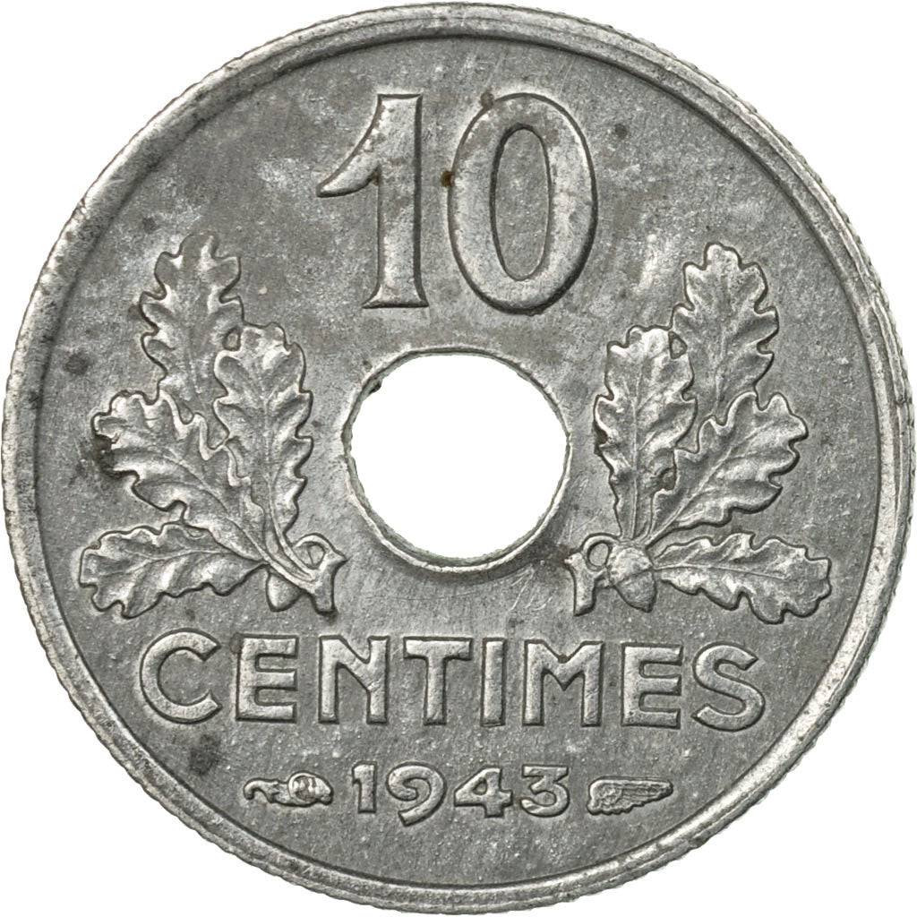 Coin, France, État français, 10 Centimes, 1943, Paris, EF(40-45), Zinc