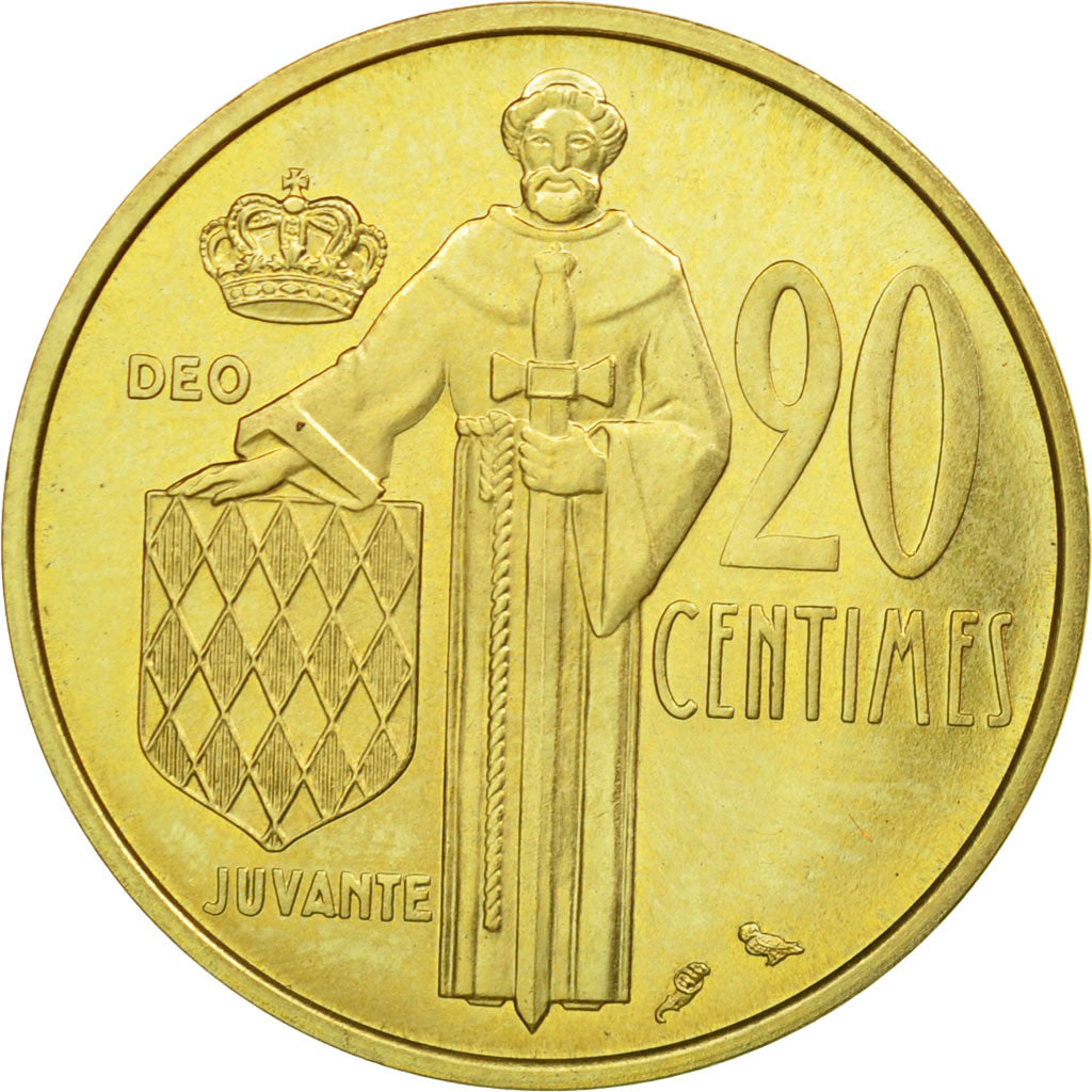 Münze, Monaco, Rainier III, 20 Centimes, 1974, STGL, Aluminum-Bronze, KM:143