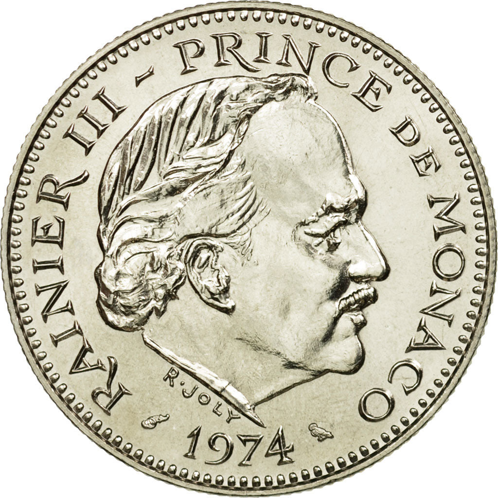 Münze, Monaco, Rainier III, 5 Francs, 1974, STGL, Copper-nickel, KM:150