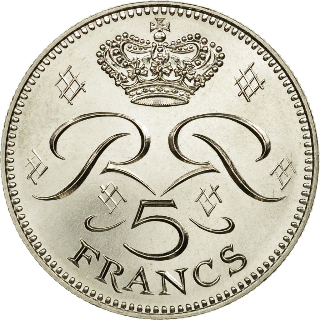 Münze, Monaco, Rainier III, 5 Francs, 1974, STGL, Copper-nickel, KM:150