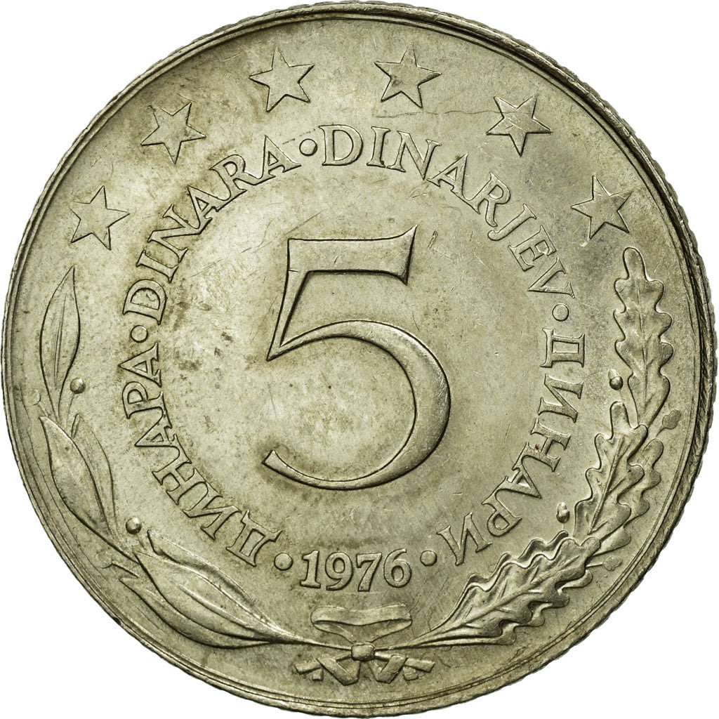 Monnaie, Yougoslavie, 5 Dinara, 1976, TB+, Copper-Nickel-Zinc, KM:58