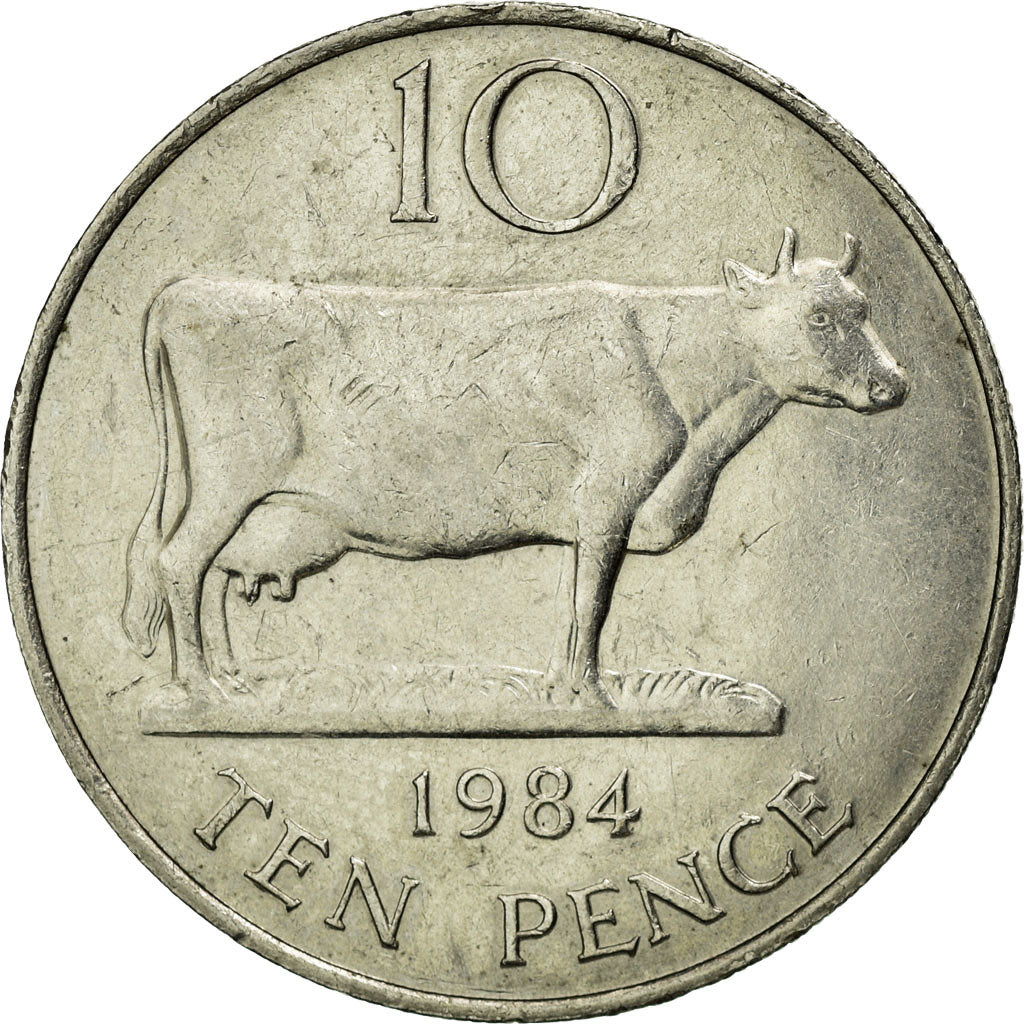 Coin, Guernsey, Elizabeth II, 10 Pence, 1984, Heaton, VF(30-35), Copper-nickel