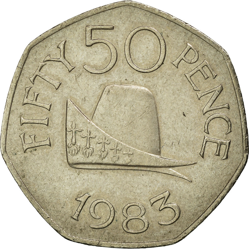 Monnaie, Guernsey, Elizabeth II, 50 Pence, 1983, Heaton, TB+, Copper-nickel