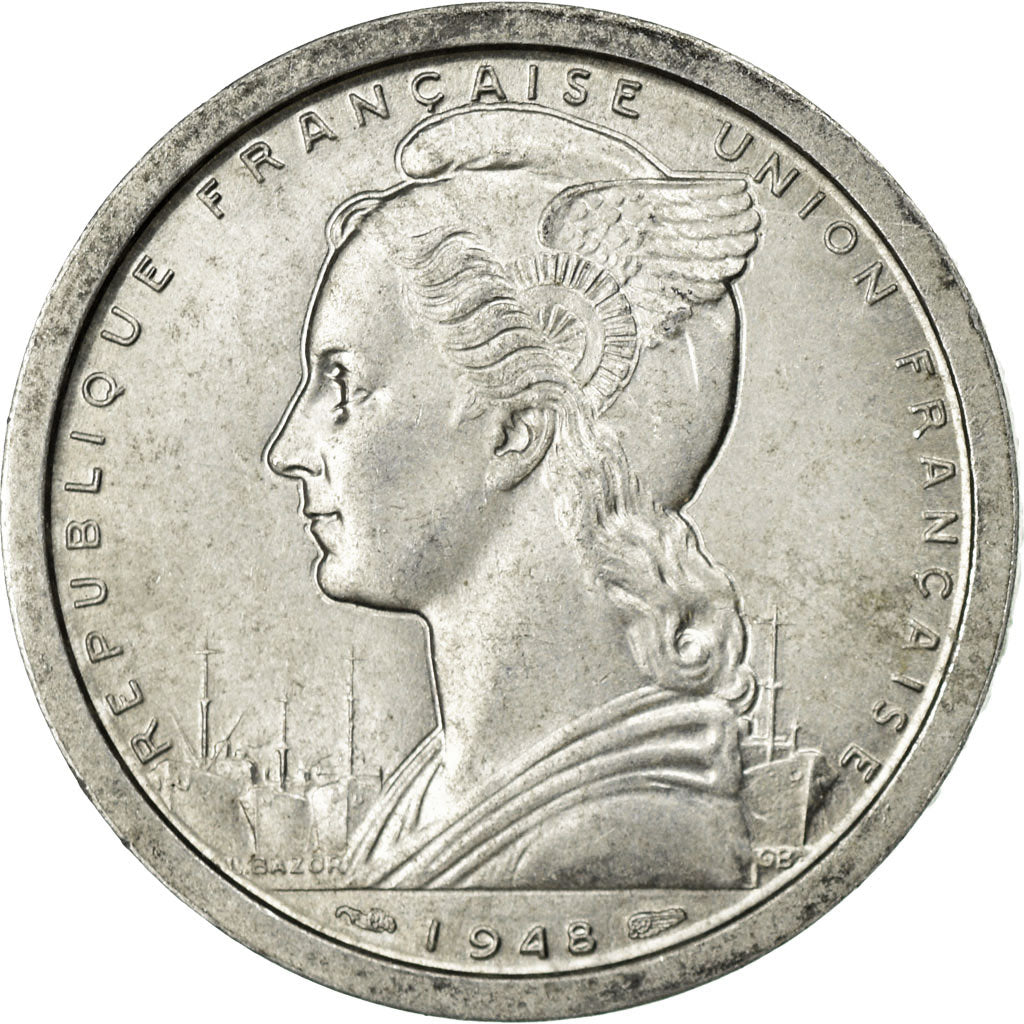 Coin, French West Africa, 2 Francs, 1948, Paris, EF(40-45), Aluminum, KM:4