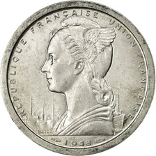 Coin, French West Africa, 2 Francs, 1948, Paris, EF(40-45), Aluminum, KM:4