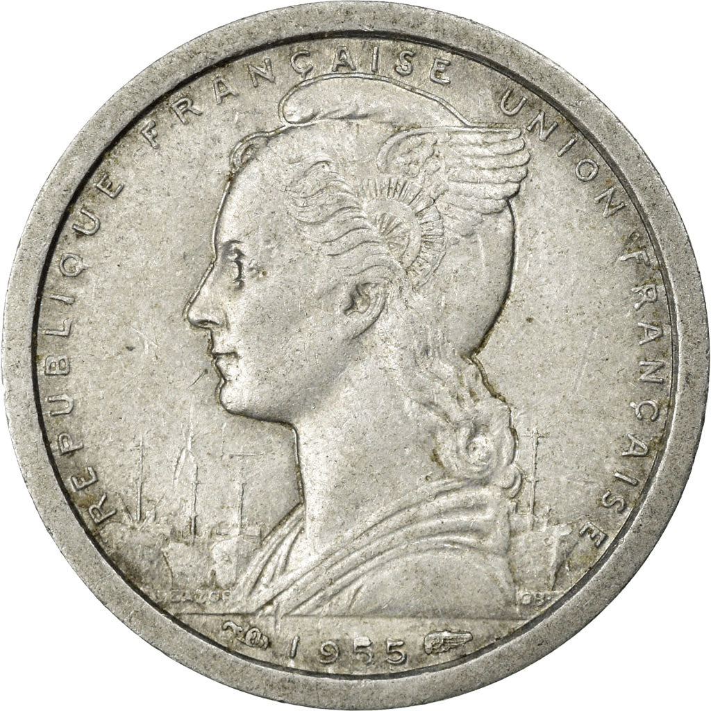 Munten, Frans West Afrika, Franc, 1955, Paris, FR+, Aluminium, KM:3