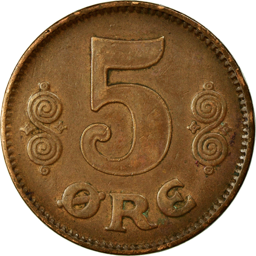 Coin, Denmark, Christian X, 5 Öre, 1921, Copenhagen, VF(30-35), Bronze