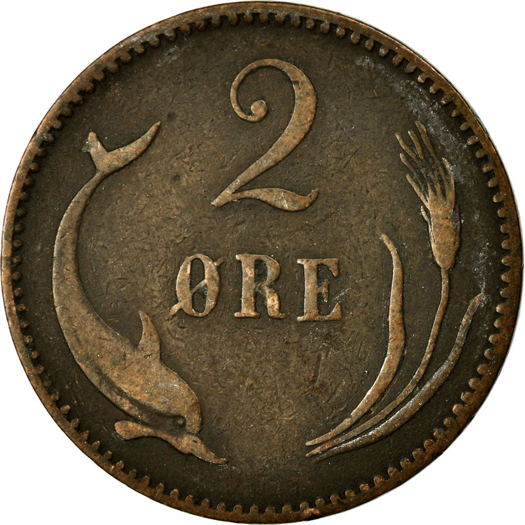 Coin, Denmark, Christian IX, 2 Öre, 1894, Copenhagen, VF(30-35), Bronze