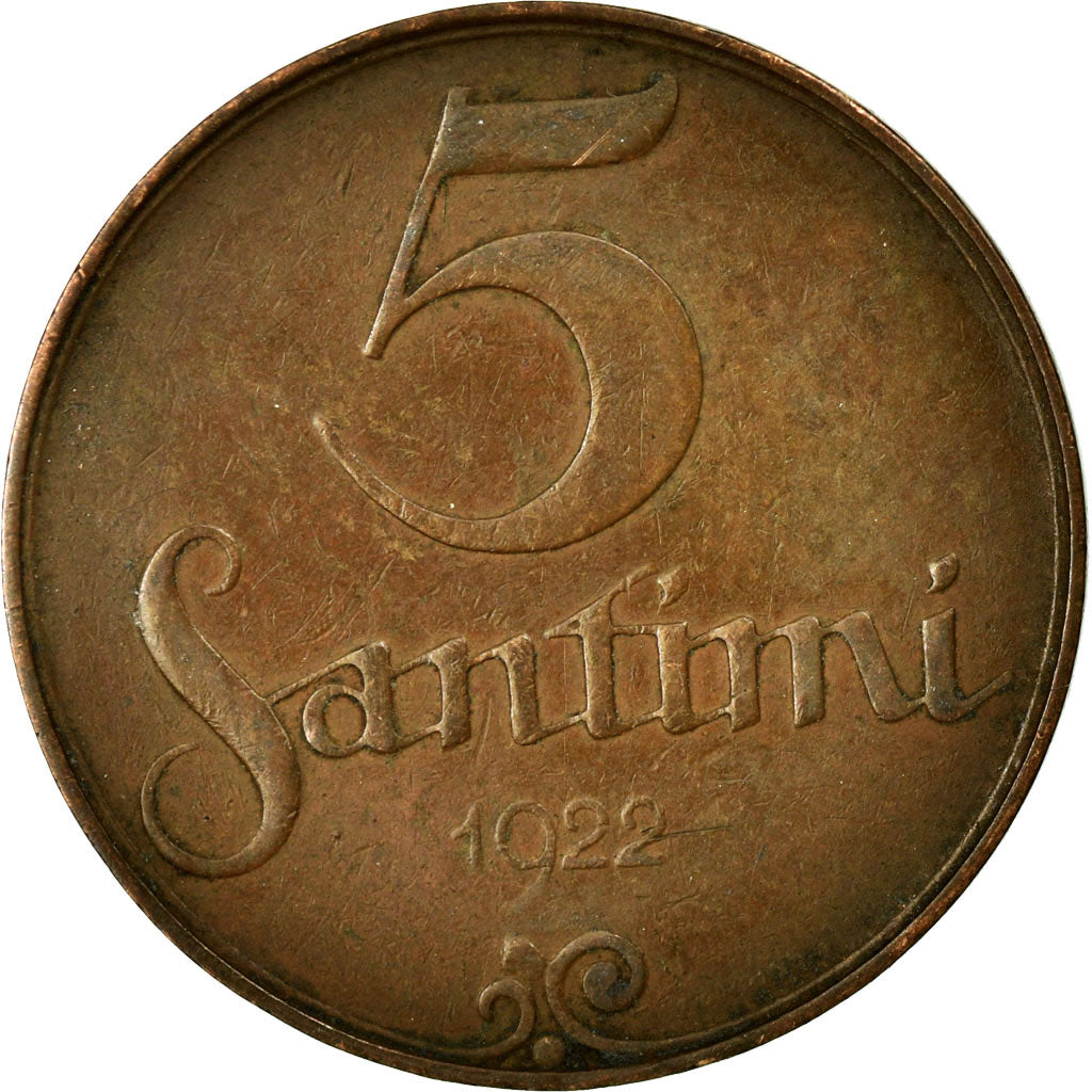 Moneta, Lettonia, 5 Santimi, 1922, MB+, Bronzo, KM:3