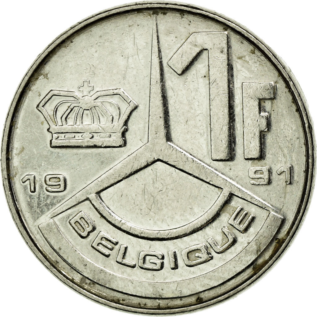 Münze, Belgien, Franc, 1991, S+, Nickel Plated Iron, KM:170