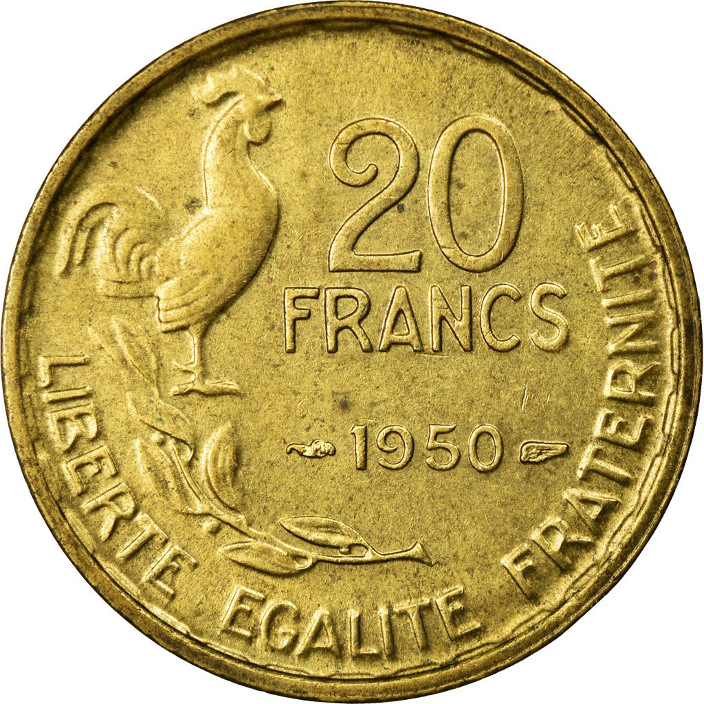 Monnaie, France, Guiraud, 20 Francs, 1950, Paris, TB+, Aluminum-Bronze