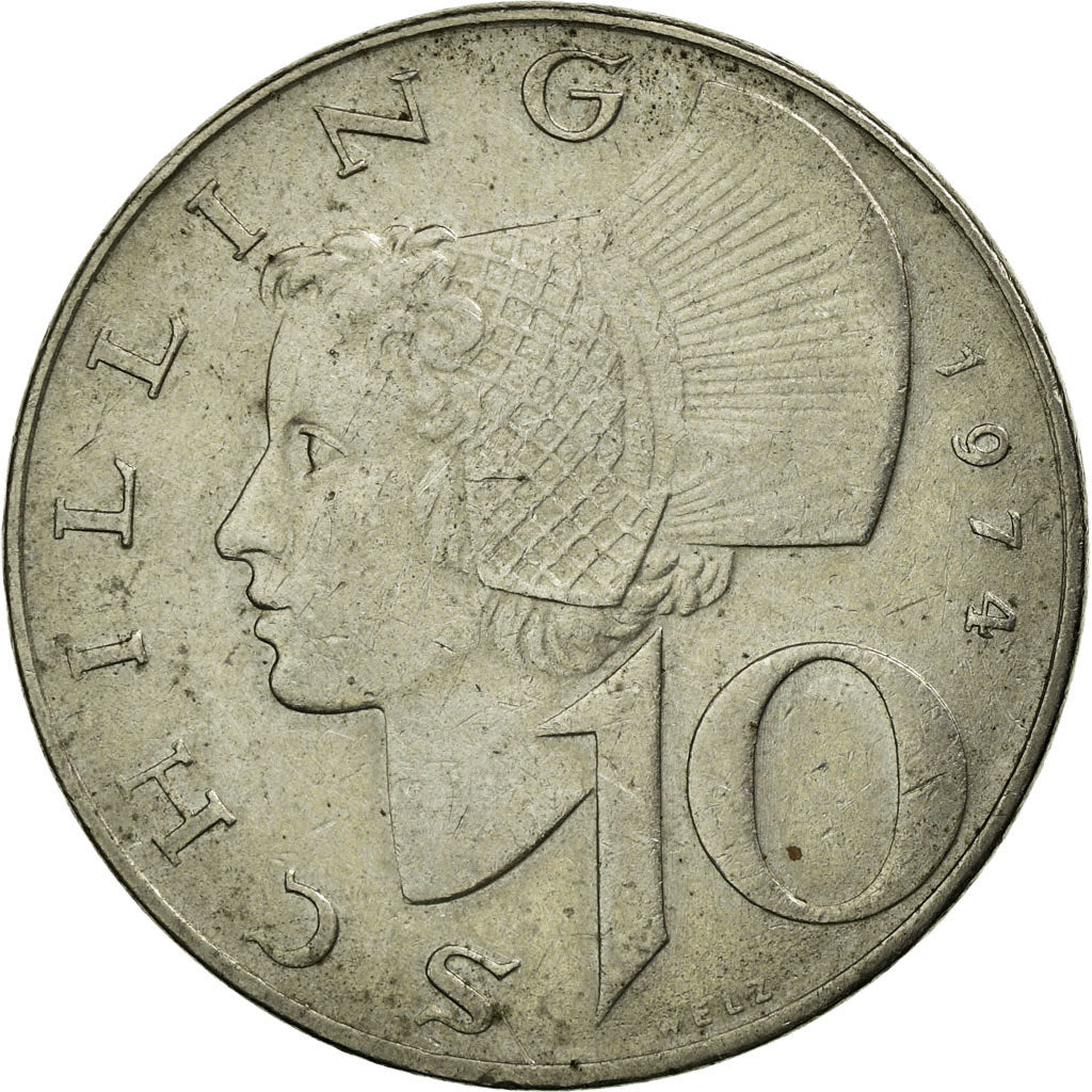 Moneta, Austria, 10 Schilling, 1974, MB+, Nichel placcato rame-nichel, KM:2918