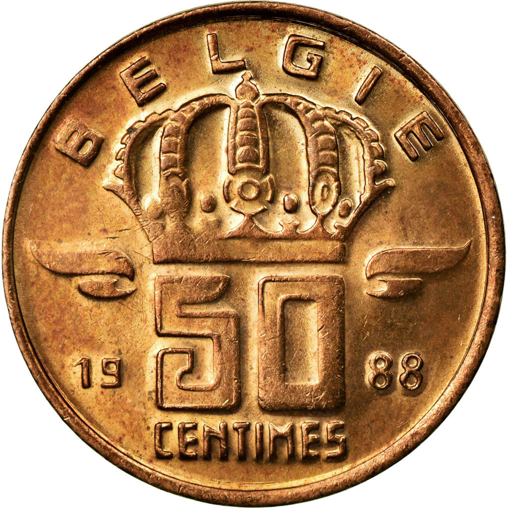 Coin, Belgium, Baudouin I, 50 Centimes, 1988, AU(50-53), Bronze, KM:149.1