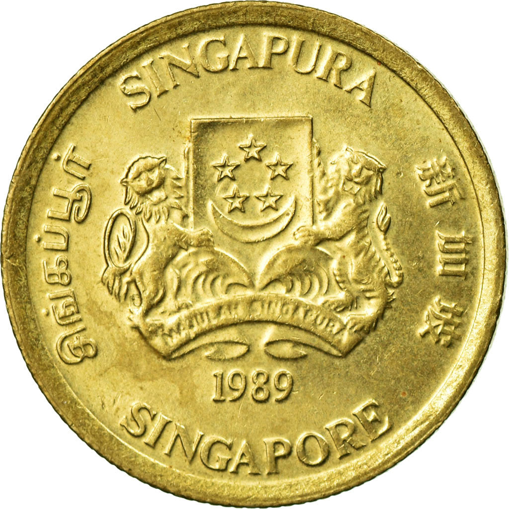 Munten, Singapur, 5 Cents, 1989, British Royal Mint, ZF, Aluminum-Bronze, KM:50