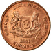 Coin, Singapore, Cent, 2001, Singapore Mint, EF(40-45), Copper Plated Zinc